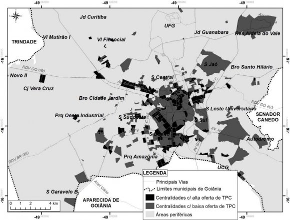 Figura 6 : Mapa síntese das informações geradas a partir da sobreposição da alta e baixa oferta de TPC e centralidades Nota: Dados trabalhados pelos autores IV.