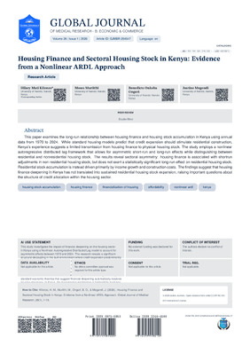 Housing Finance and Sectoral Housing Stock in Kenya: Evidence from a Nonlinear ARDL Approach