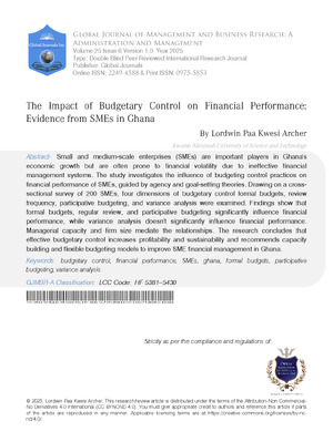 The Impact of Budgetary Control on Financial Performance: Evidence from SMEs in Ghana