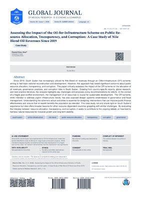 Assessing the Impact of the Oil-for-Infrastructure Scheme on Public Resource Allocation, Transparency, and Corruption: A Case Study of Nile Blend Oil Revenues Since 2019