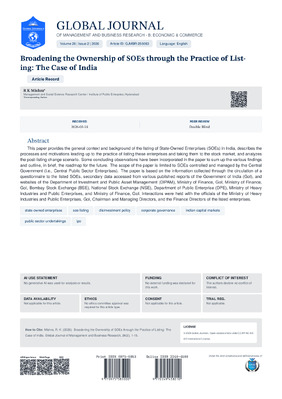 Broadening the Ownership of SOEs through the Practice of Listing: The Case of India