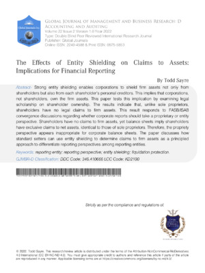 The Effects of Entity Shielding on Claims to Assets: Implications for Financial Reporting