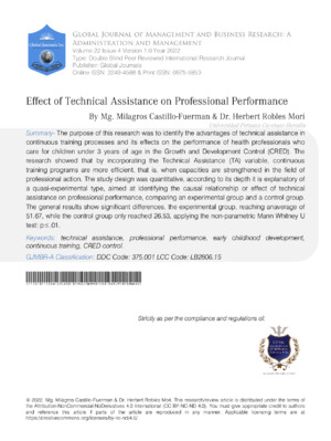 Effect of Technical Assistance on Professional Performance