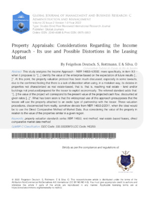 Property Appraisals: Considerations Regarding the Income Approach - Its use and Possible Distortions in the Leasing Market
