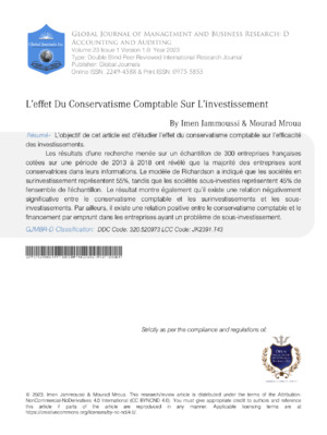 L'effet Du Conservatisme Comptable Sur l'investissement