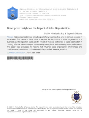 Descriptive Insight on the Impact of Sales Organisation