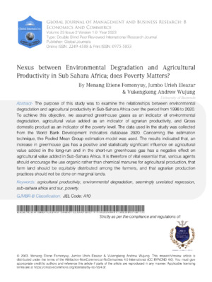 Nexus between Environmental Degradation and Agricultural Productivity in sub Sahara Africa; does Poverty Matters?