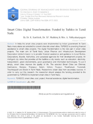 Smart Cities Digital Transformation: Funded by Tufidco in Tamil Nadu