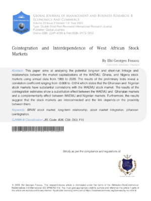 Cointegration and Interdependence of West African Stock Markets