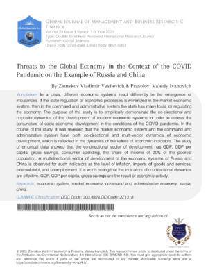 Threats to the Global Economy in the Context of the COVID Pandemic on the Example of Russia and China