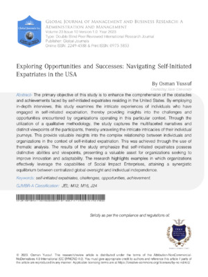 Exploring Opportunities and Successes: Navigating Self-Initiated Expatriates in the USA