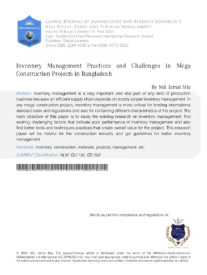 Inventory Management Practices and Challenges in Mega Construction Projects in Bangladesh