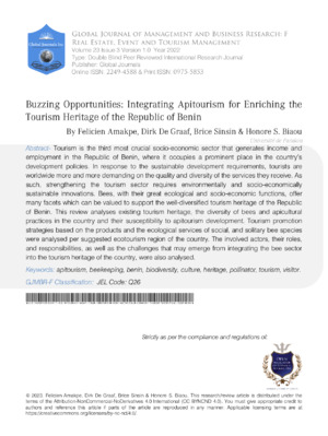 Buzzing opportunities: Integrating apitourism for enriching the tourism heritage of the  Republic of Benin