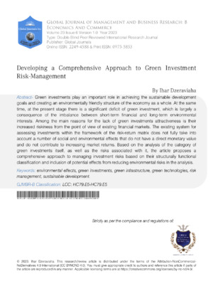 Developing a Comprehensive Approach to Green Investment Risk-Management
