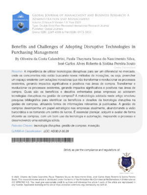 Benefits And Challenges Of Adopting Disruptive Technologies In  Purchasing Management