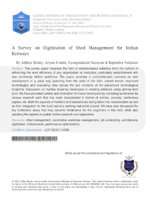 A Survey on Digitization of Shed Management for Indian Railways