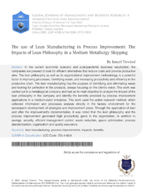 The Use of Lean Manufacturing in Process Improvement: The Impacts of Lean Philosophy in a Medium Metallurgy Shipping