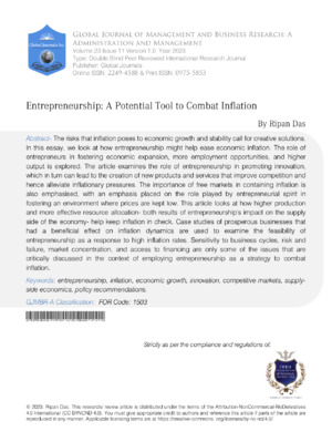 Entrepreneurship: A Potential Tool to Combat Inflation