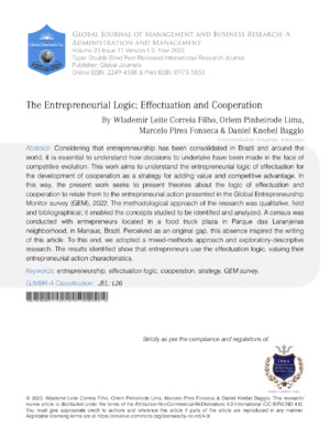 The Entrepreneurial Logic: Effectuation and Cooperation