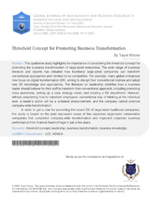 Threshold Concept for Promoting Business Transformation