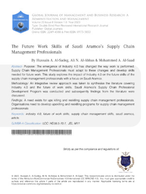 The Future Work Skills of Saudi Aramco's Supply Chain Management Professionals