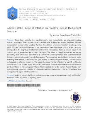 A Study of the Impact of Inflation on People's lives in the Current Scenario