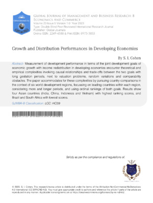 Growth and Distribution Performances in Developing Economies