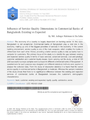 Influence of Service Quality Dimensions in Commercial Banks of Bangladesh: Existing vs Expected