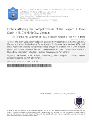 Factors Affecting the Competitiveness of the Seaport: A Case Study in Ho Chi Minh City, Vietnam
