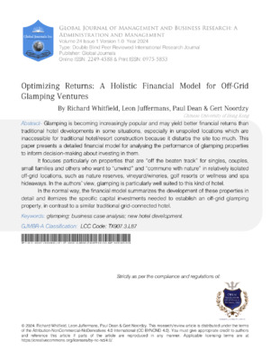 Optimizing Returns: A Holistic Financial Model for Off-Grid Glamping Ventures