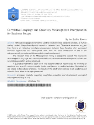 Correlative Language and Creativity Metacognition Interpretation for Business Setups