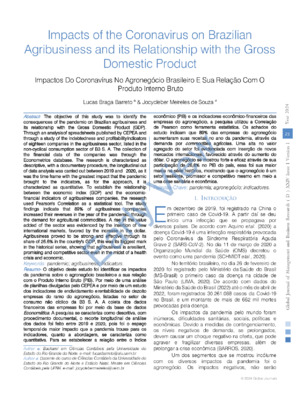 Impacts of the Coronavirus on Brazilian Agribusiness and its Relationship with the Gross Domestic Product