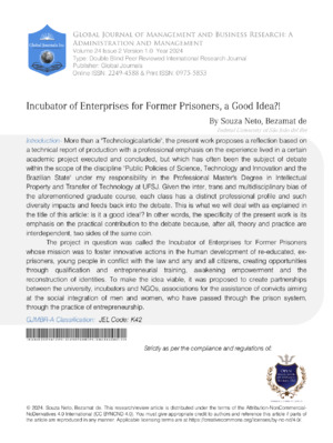 Incubator of Enterprises for Former Prisoners, a Good Idea?!