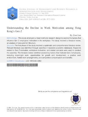 Understanding the Decline in Work Motivation Among Hong Kong Gen Z