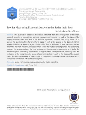 Tool for Measuring Economic Justice in the Sacha Inchi Fruit Supply Chain