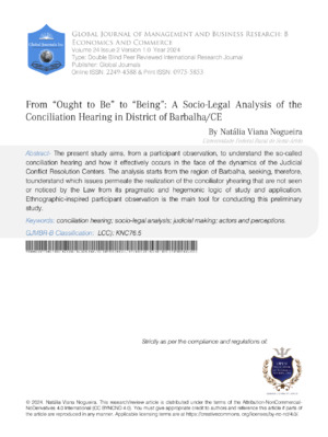 From "Ought to Be" to "Being": A Socio-Legal Analysis of the Conciliation Hearing in District of Barbalha/CE