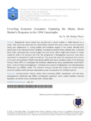 Unveiling Economic Dynamics: Exploring the Dhaka Stock Market's Response to the 1996 Catastrophe