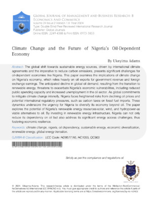Climate Change and the Future of Nigeria's Oil-Dependent Economy