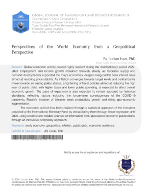 Perspectives of the World Economy from a Geopolitical Perspective
