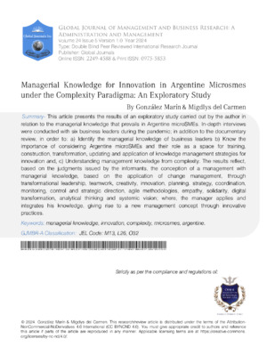 Managerial Knowledge for Innovation in Argentine MicroSMEs Under the Complexity Paradigm: An Exploratory Study