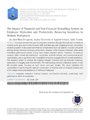 The Impact of Financial and Non-Financial Rewarding System on Employee Motivation and Productivity: Balancing Incentives in Modern Workplaces
