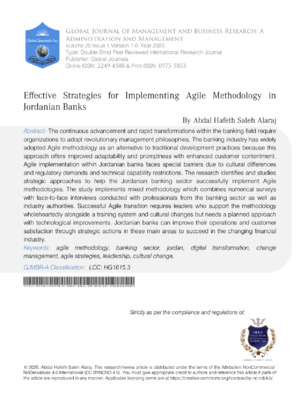 Effective Strategies for Implementing Agile Methodology in Jordanian Banks