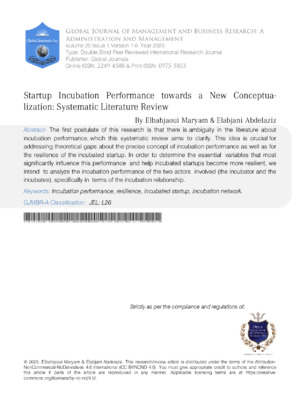 Startup Incubation Performance towards a New Conceptualization: Systematic Literature Review