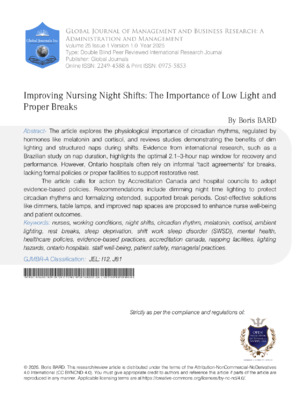 Improving Nursing Night Shifts: The Importance of Low Light and Proper Breaks