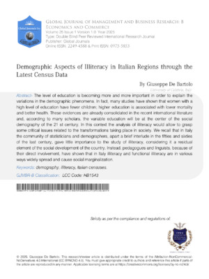 Demographic Aspects of Illiteracy in Italian Regions Through the Latest Census Data