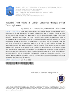 Reducing Food Waste in College Cafeterias Through Design Thinking Process