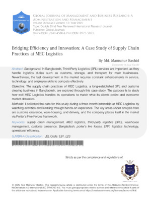 Bridging Efficiency and Innovation: A Case Study of Supply Chain Practices at MEC Logistics
