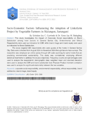 Socio-Economic Factors Influencing the Adoption of LinksFarm Project by Vegetable Farmers in Malungon, Sarangani