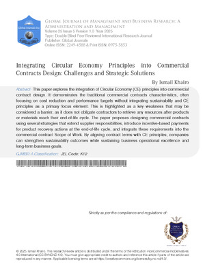 Integrating Circular Economy Principles into Commercial Contracts Design: Challenges and Strategic Solutions