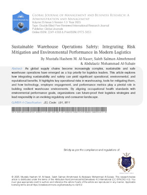 Sustainable Warehouse Operations Safety: Integrating Risk Mitigation and Environmental Performance in Modern Logistics